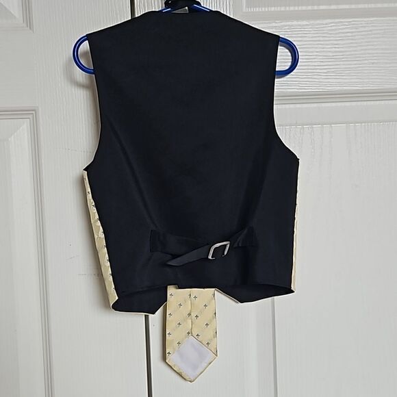 Top Kids Boy's Waist Coat Vest & Tie Size 6 Yellow & Navy Blue - Picture 3 of 16